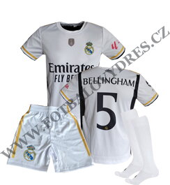 BELLINGHAM fotbalový A3 komplet Real Madrid 2023/2024 bílý - dres + trenýrky + štulpny