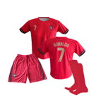 RONALDO Portugalsko fotbalový A3 komplet 2021/2022 dres + červené trenýrky + červené štulpny