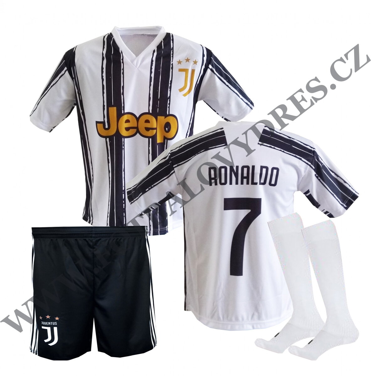 RONALDO Juventus fotbalový A3 komplet 2020/2021 bílé štulpny