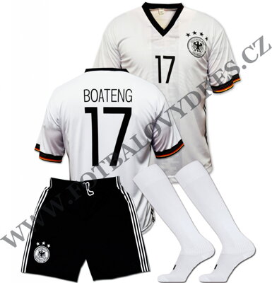 BOATENG A3 fotbalový komplet 2017 - dres + černé trenýrky + bílé štulpny.