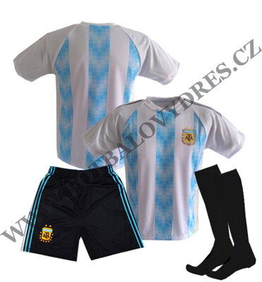 Argentina fotbalový A3 komplet - dres + trenýrky + černé štulpny