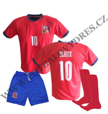 SCHICK fotbalový A3 komplet - dres + trenýrky + červené štulpny
