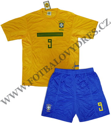 Brazil fotbalový dres a trenýrky - komplet Brazilie s potiskem číslo 9 akce sleva!