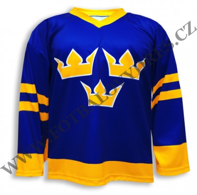 Švédsko hokejový dres modrý s vlastním potiskem