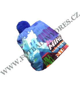 Zimní čepice Minecraft modrá 2