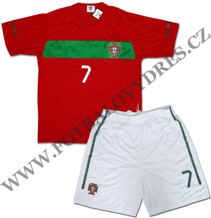 Portugal fotbalový dres a trenýrky  komplet Portugalsko s potiskem číslo 7 akce sleva!