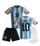 MESSI fotbalový A3 komplet Argentina 2023 - dres + trenýrky + bílé štulpny