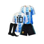 MESSI fotbalový A3 komplet Argentina - dres + trenýrky + černé štulpny