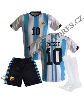 MESSI fotbalový A3 komplet Argentina 2023 - dres + trenýrky + bílé štulpny