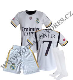 VINI JR. fotbalový A3 komplet Real Madrid 2023/2024 - dres + trenýrky + štulpny